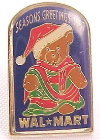 1997 Christmas Bear Walmart Lapel Pin