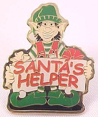 Santa's Helper Smiling Elf Lapel Pin