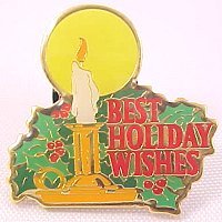 Best Holiday Wishes Candle Lapel Pin