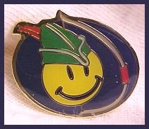 Robin Hood Smiley with Bow Walmart Lapel Pin