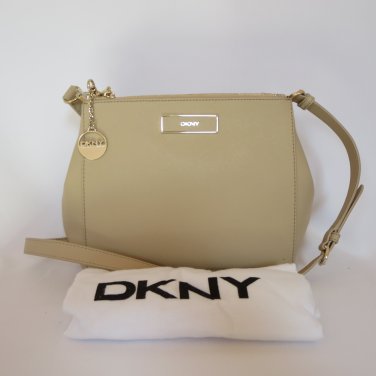 New DKNY Donna Karran Nude Saffiano Genuine Leather Crossbody Handbag