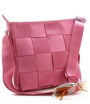BEAUTIFUL FUSHIA CHECKERBOARD STYLE HANDBAG PURSE