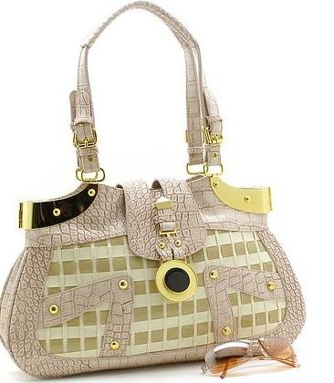 BEAUTIFUL CHECKERBOARD CROC PRINT HANDBAG PURSE