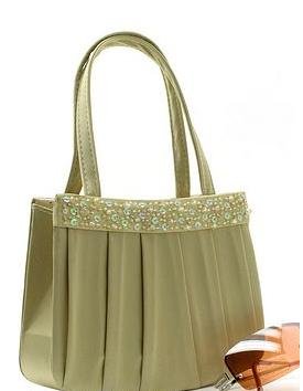 CLASSY SATIN , GLASS BEAD AND SEQUIN EVENING BAG
