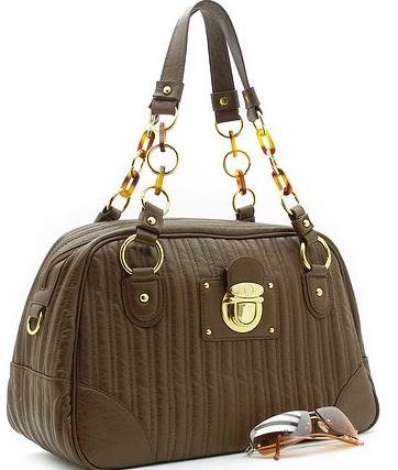 BEAUTIFUL BROWN QUILTED FAUX LEATHER HANDBAG PURSE