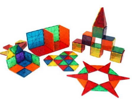 Magna-Tiles 3-D Building Set, Clear Colors - 100 pieces by alextoys