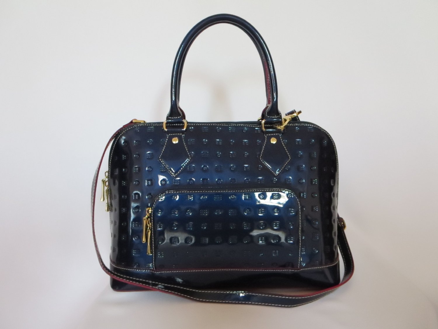 New Authentic Arcadia Ocean Patent Genuine Leather Tote/Shoulder/Handbag Article 3640 Italy