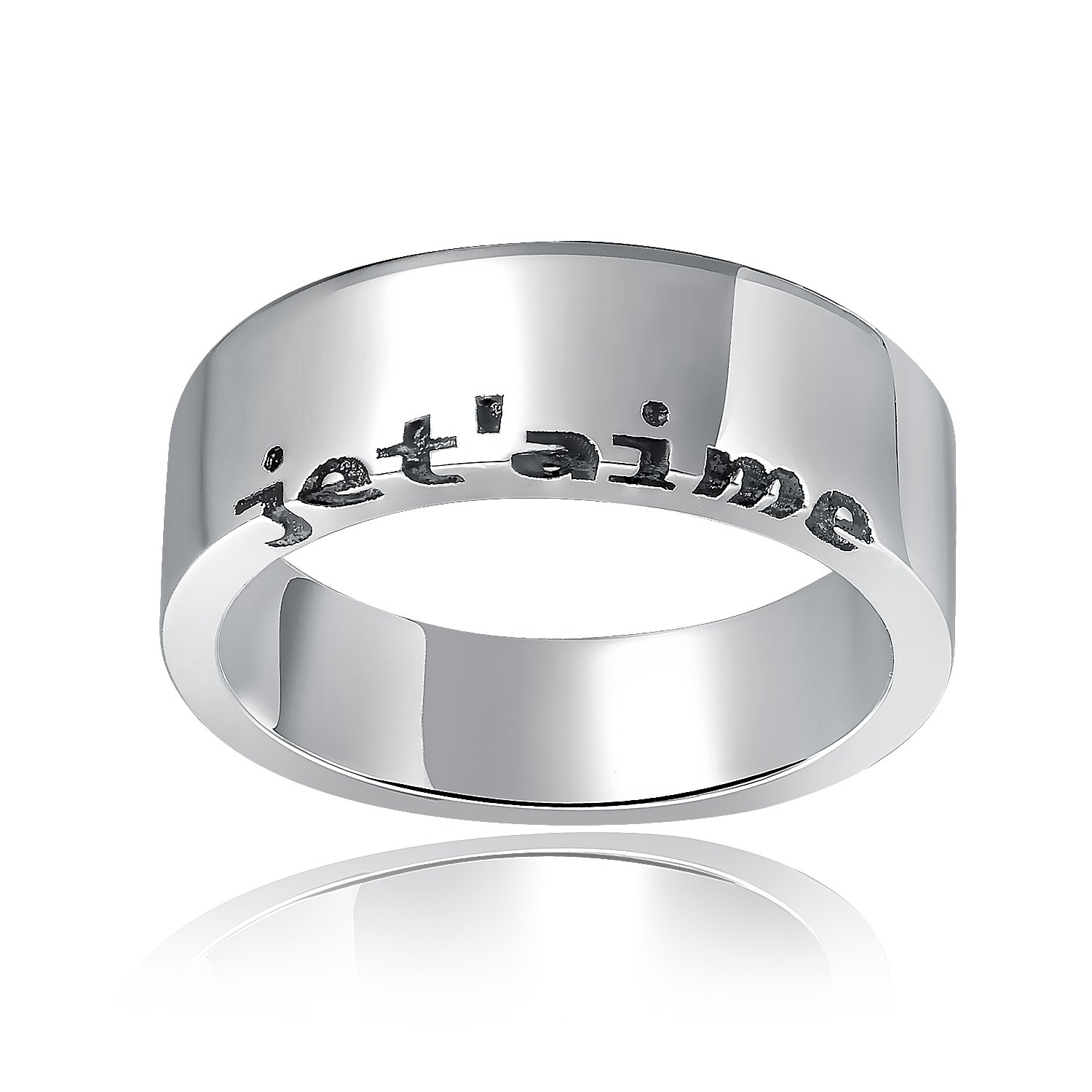 925 Sterling Silver Engraved French "I Love You" Fashion Ring Band / Pendant (Men) A10316R