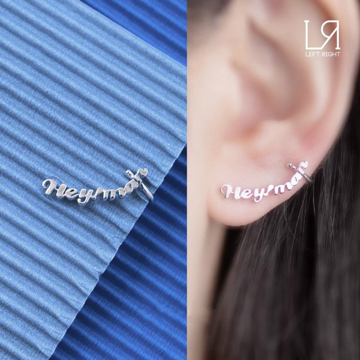 Hey!Man - 925 Sterling Silver English Word Single Stud Earring, Women Girl Teens Jewelry C06386L