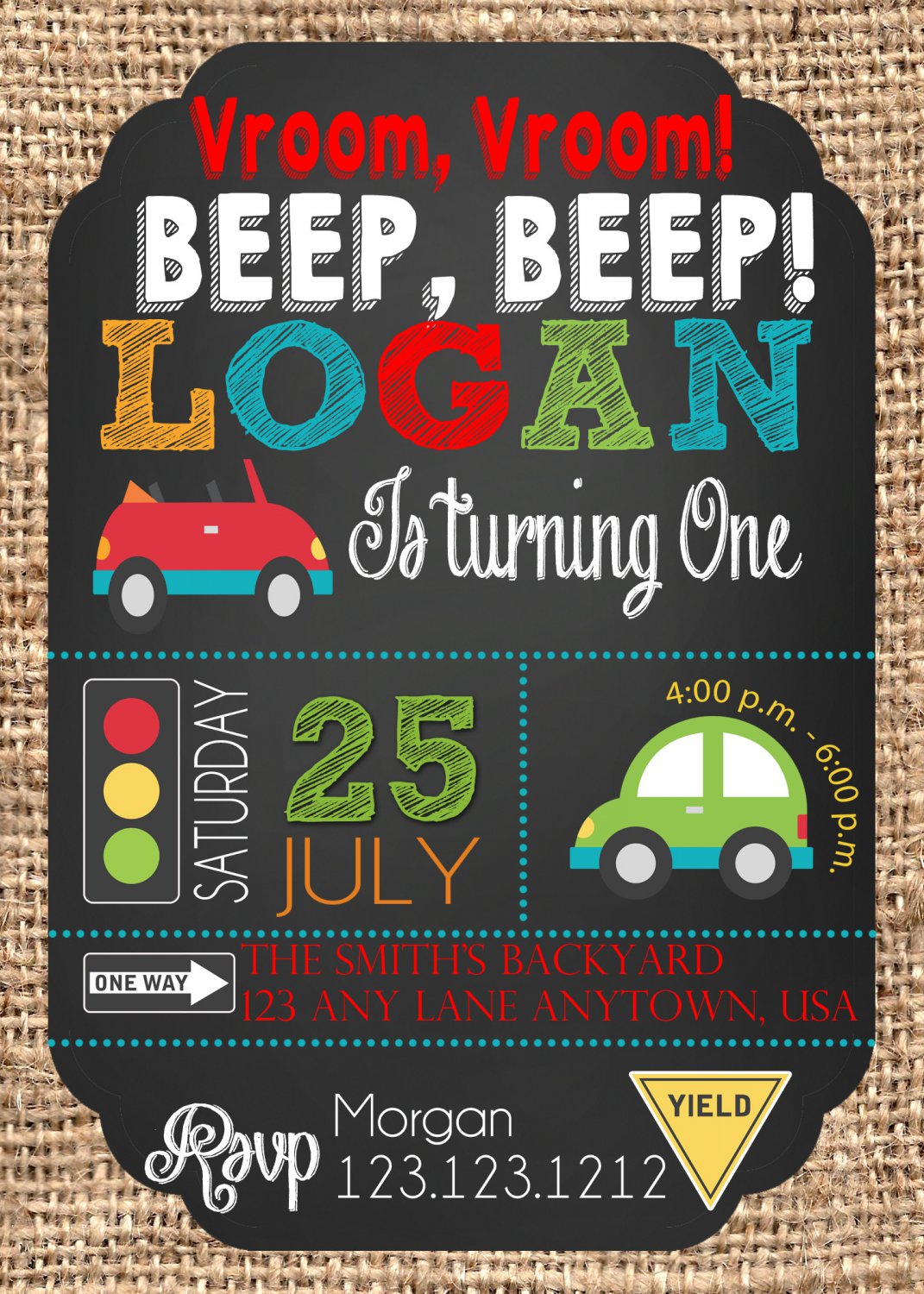 Cute Cars Transportation Birthday invitations | Printable |Birthday Invitations