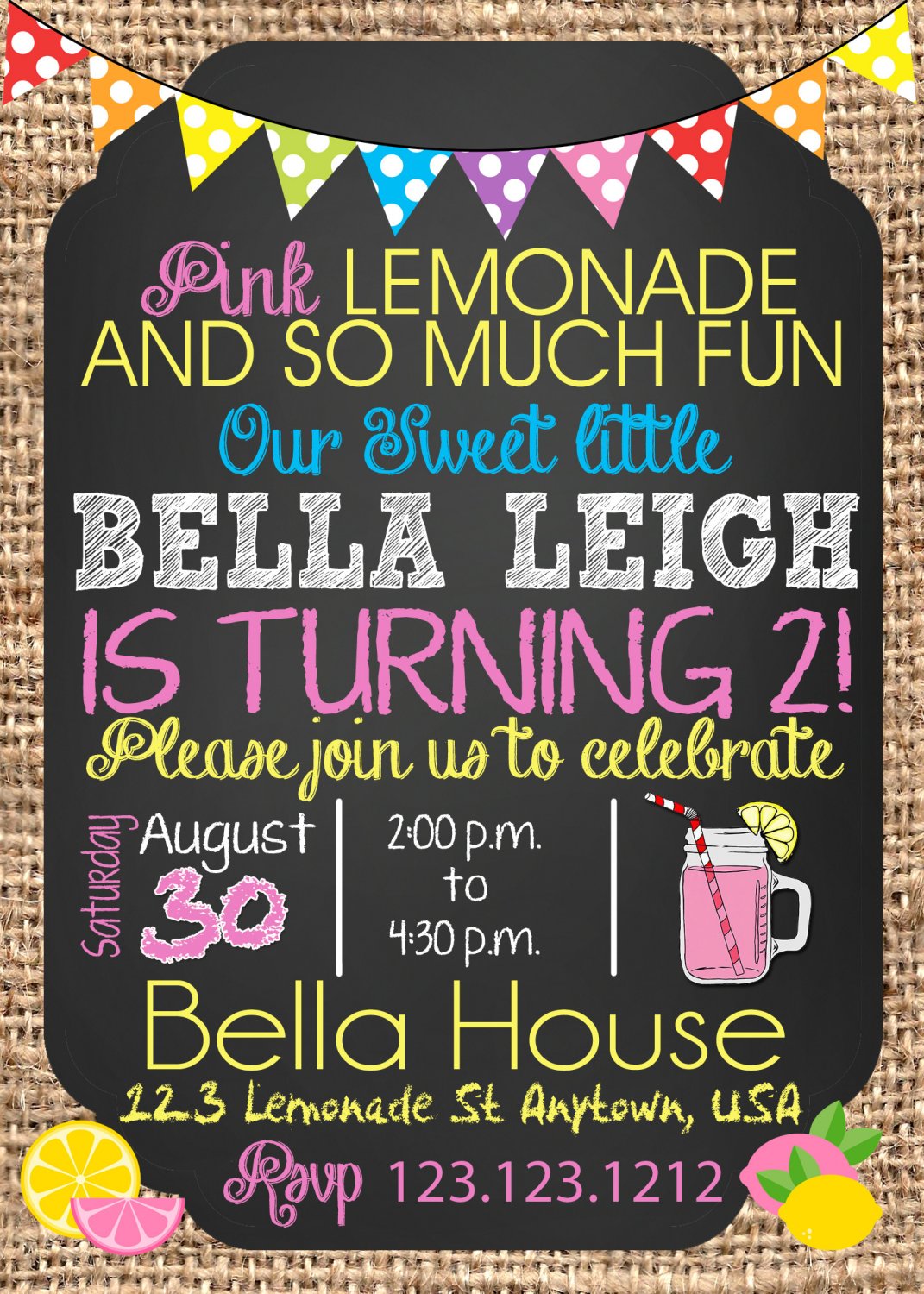 Pink Lemonade Birthday invitations | Printable |Birthday Invitations