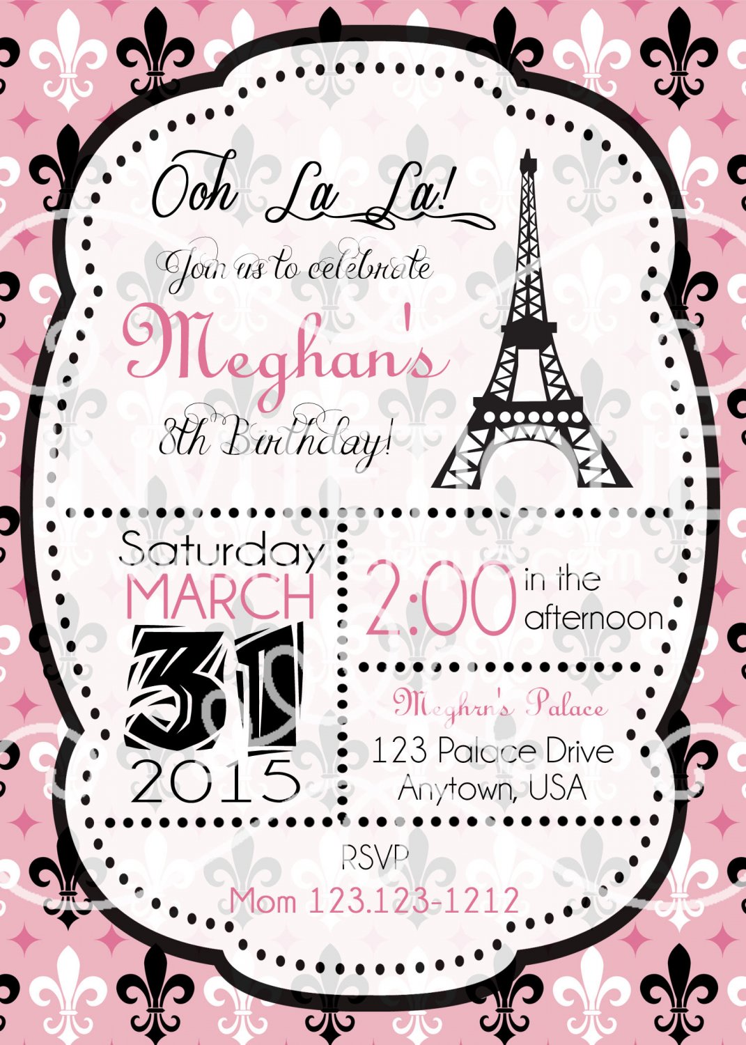 Parisian chic bridal shower invitation, elegant, eiffel tower, Baby Shower, Birthday Invite