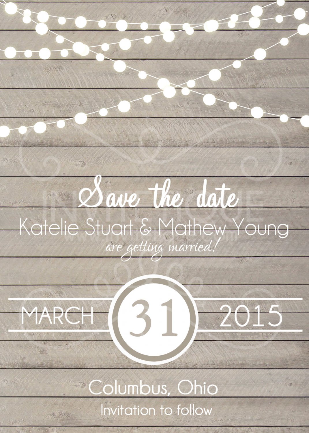 Rustic Save the Date Invitation, Light wood Wedding Card, wood, Digital File