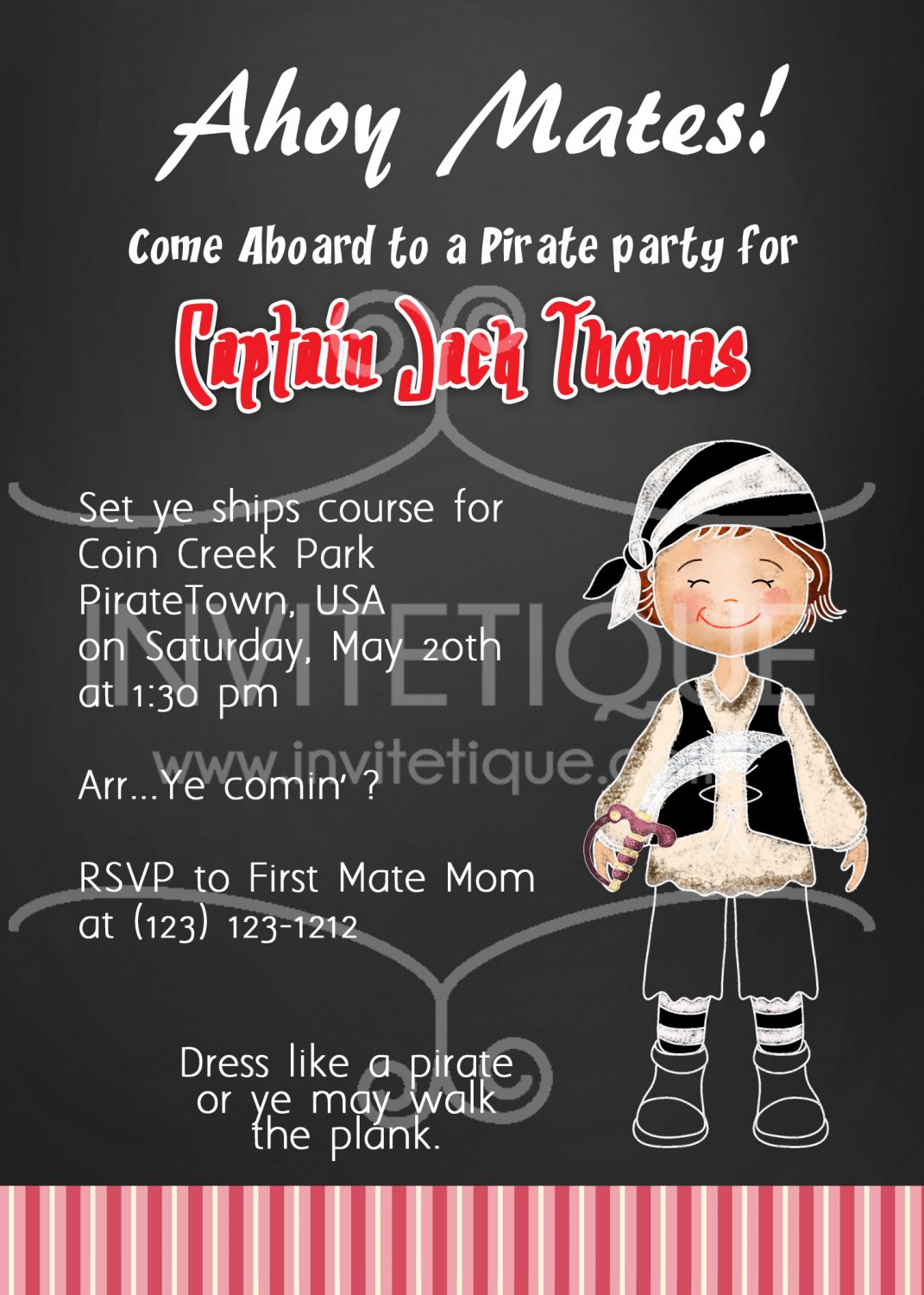 Pirate Party Invitation | Pirate Birthday Invitation | Pirate Invitation | Boy Birthday