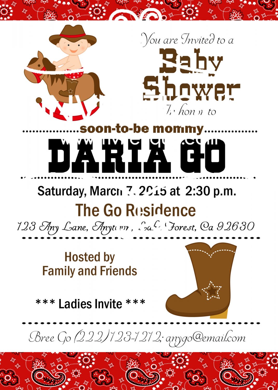 Western Baby Shower| Western Cowboy Baby Shower | Birthday | Cowboy Invitations