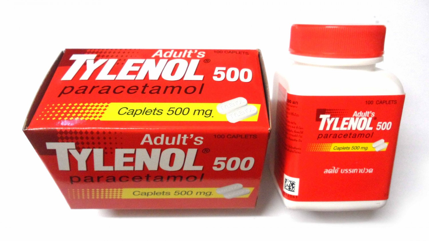 Tylenol Paracetamol 500Mg. Adult 100 Caplets pain relief Fever