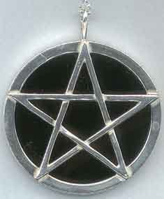 Mirrored Black Pentagram Scrying Pendant
