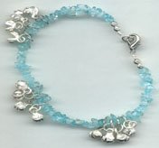 Anklet: Aquamarine & Bells (9"):JABAQ