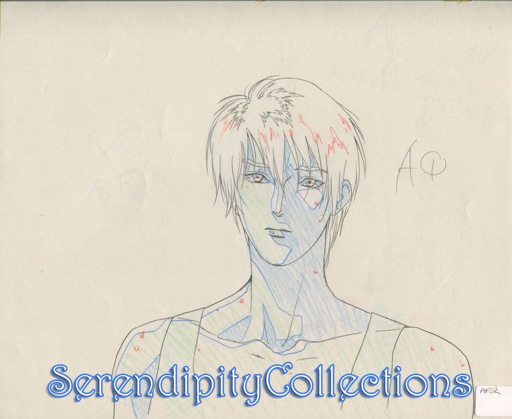 Ai no Kusabi Production Genga (Riki close up in tank top)