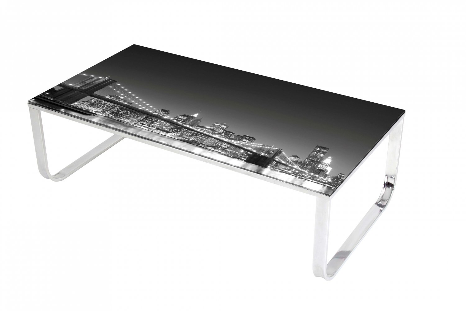 UCT706 -Brooklyn Bridge Night Skyline View Glass Coffee Table