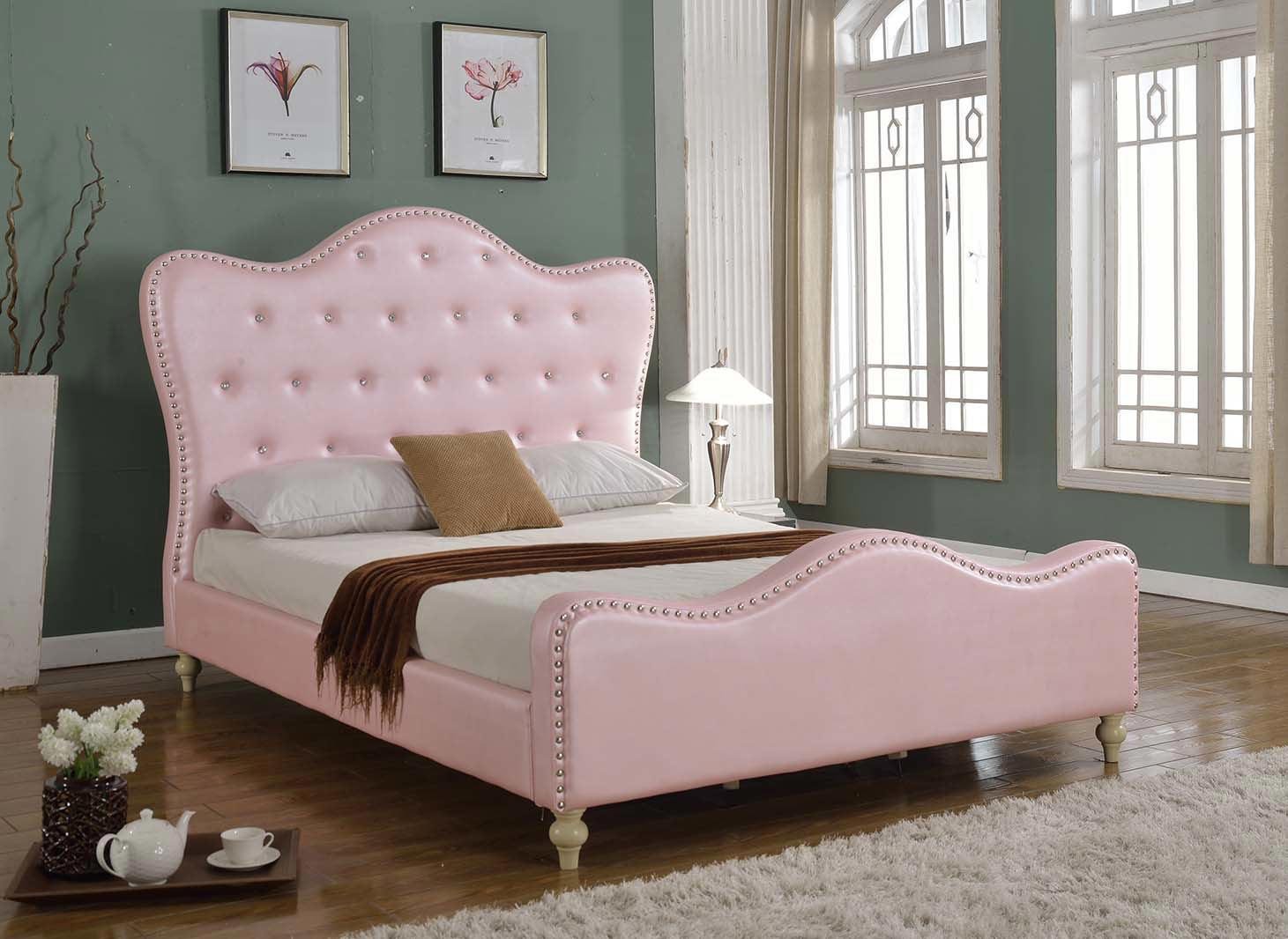 Yy15073 Prague Platform Tufted Look With Crystal Like Studs Bed Yy15073 รข Prague Platform Tufted Look With Crystal Like Studs Bed Pink Queen