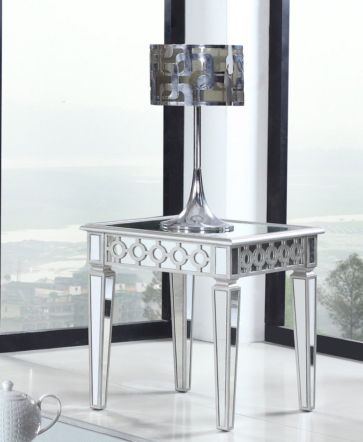 T1840 Sophie Silver Mirrored Living Room End Table