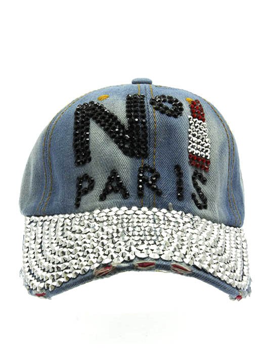 SWRUBNLH2308RDBLU - BLUE NO. LIPSTICK AND PARIS LUCITE STONE HAT AND CAP