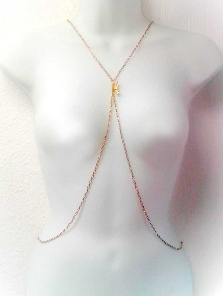 Golden Gun Body Harness Necklace for Women by Eluxe Jewelry