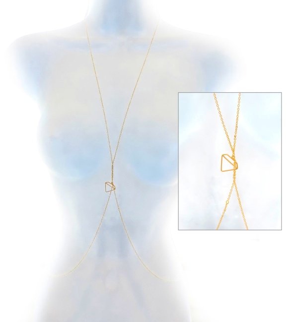 Eluxe Jewelry Geometric Diamante Body Necklace in Gold