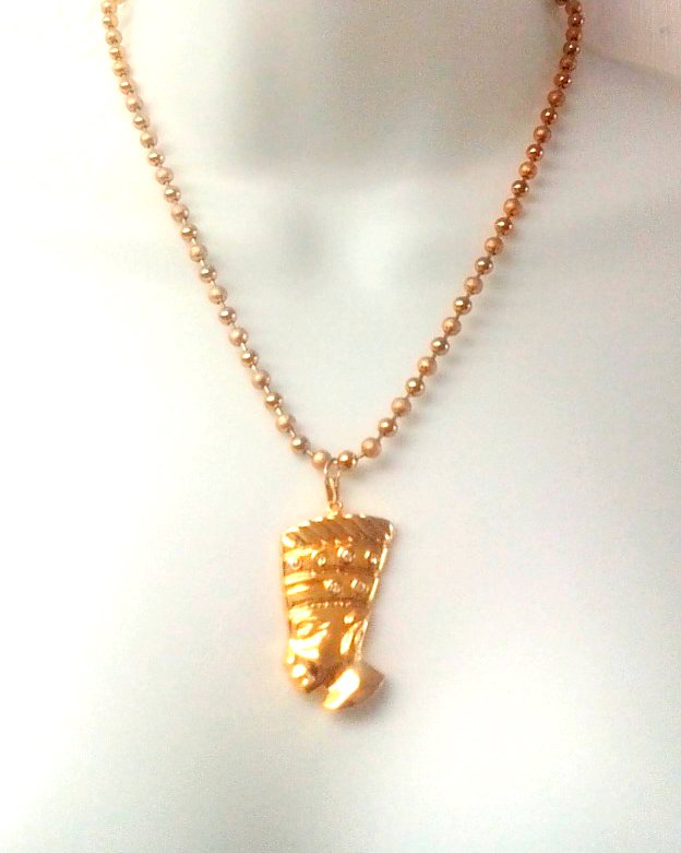 Gold Nefertiti Pendant with 14K Gold Fill Necklace for Women