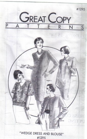 Great Copy Pattern Wedge Dress and Blouse uncut