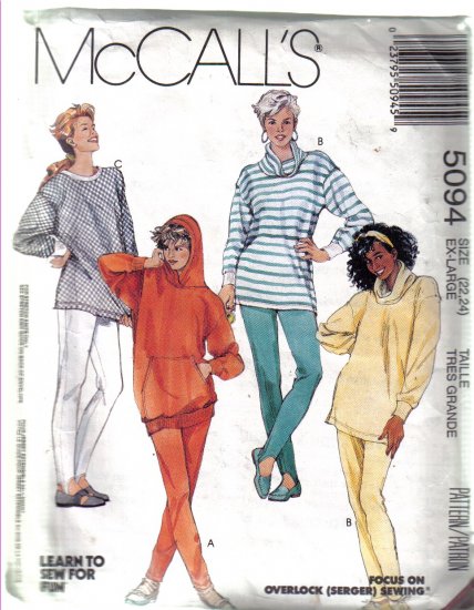 McCall's no 5094 Top and Pants Pattern For Stretch Knits Size 44, 46