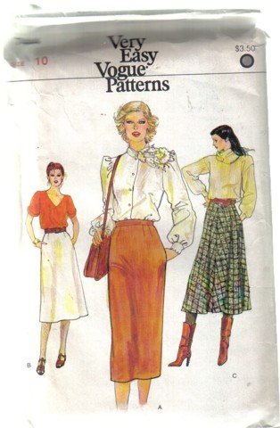 Misses’ Vogue 7444 Very Easy Skirt Patterns 3 types of skirts, size 10