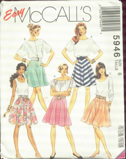 McCall's 5946 Easy Skirt Patterns size 6 Uncut