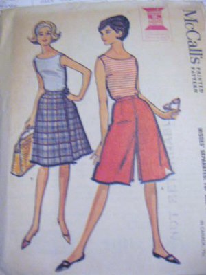 McCall's 6823 Vintage Top & Culottes Sewing Pattern Size 16 Bust 36 Uncut
