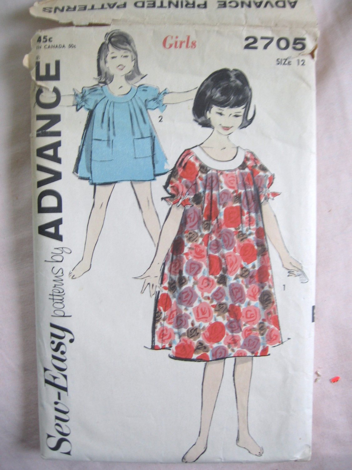 Advance Vintage Girls' Muu Muu and Panties Sewing Pattern Size 12 no 2705