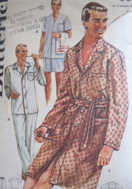 Butterick 2306 Vintage Mens Pajamas and Sleep Coat Sewing Pattern Size 34 - 36