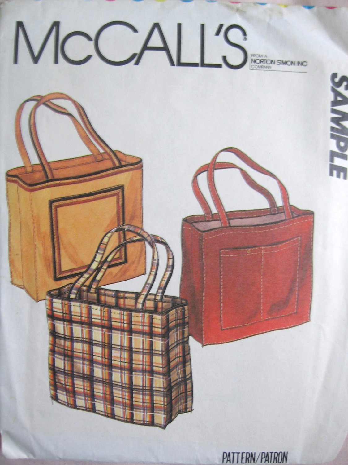 McCall's Sample Pattern for Tote Bags Uncut