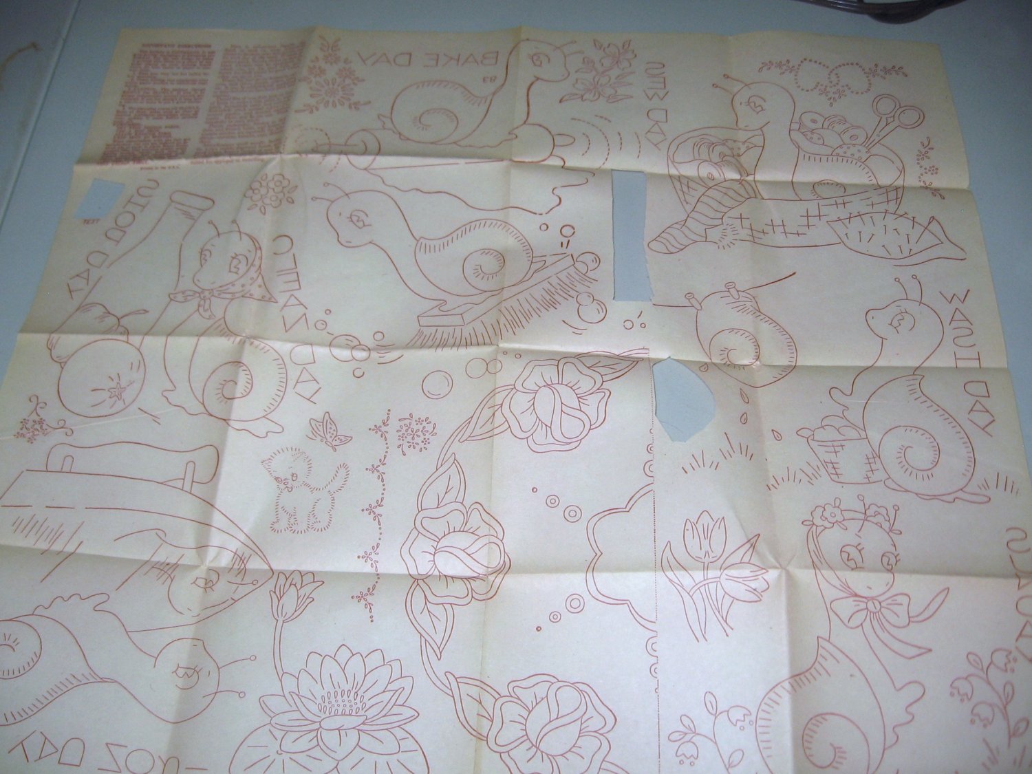 Days of Week Snail Hot Iron Transfer Plus Embroidery Designs