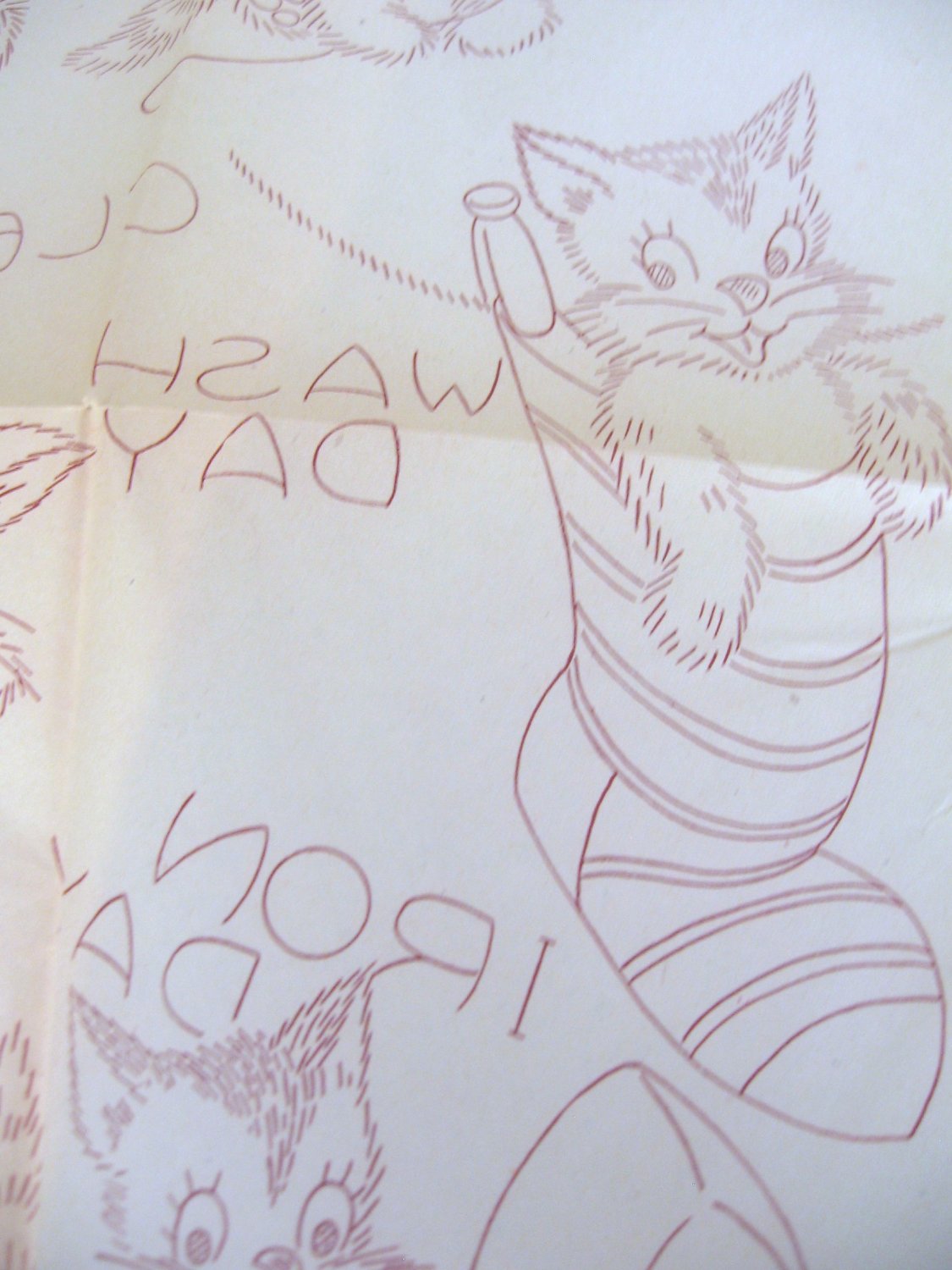 Days of Week Cat & Bonnet Gal Hot Iron Transfer Plus Animated Kitchen Embroider