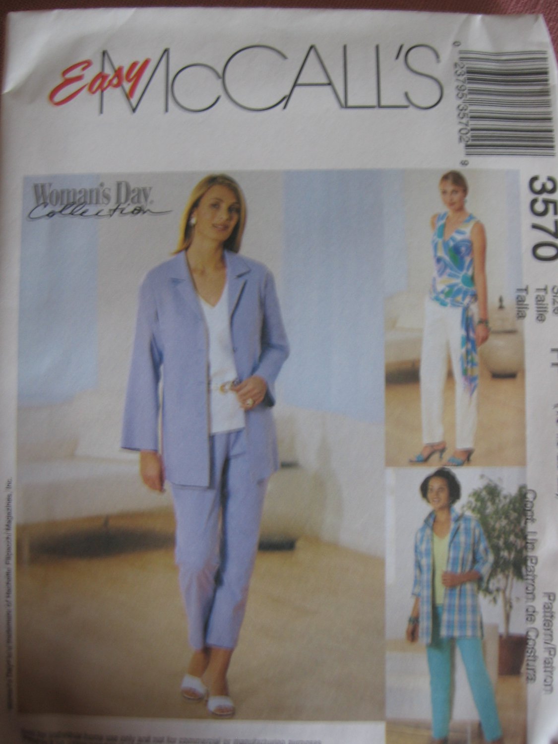 Capri Pants, Pants, Shirt, Jacket, Sash, Top McCall's 3570 Sewing Pattern 16 18 20 22 NEW