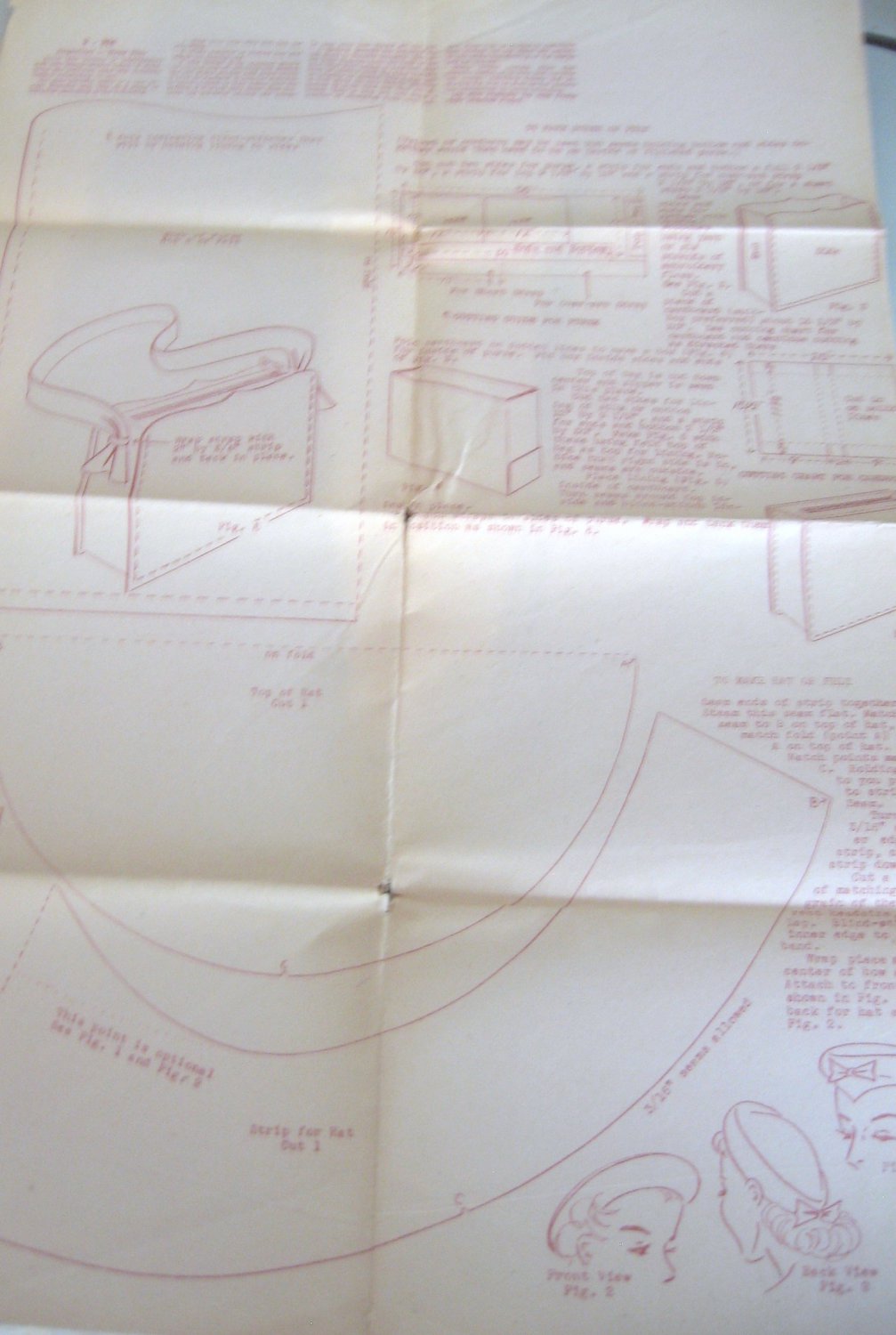 Felt Hat and Purse Pattern / Transfer & Motifs for Embroidery on Pillowcases
