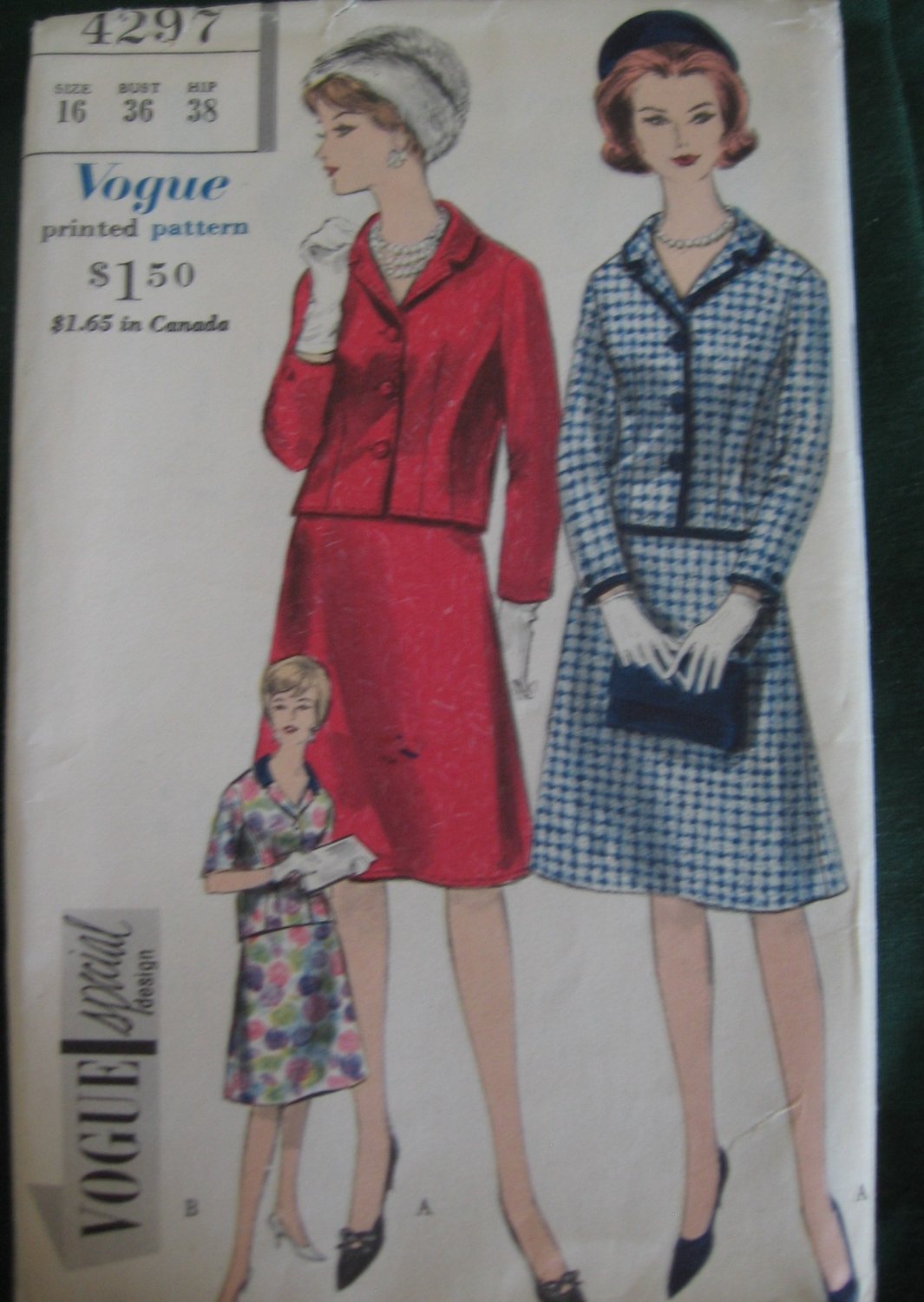 Vintage Suit Sewing Pattern Vogue no. 4297 Size 16 uncut