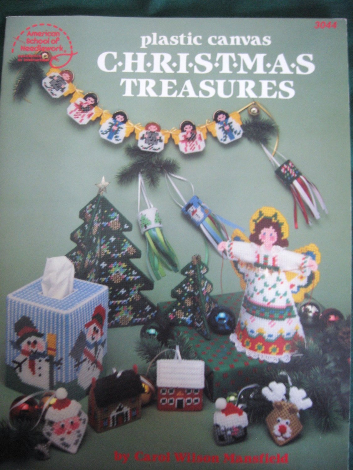 Plastic Canvas Christmas Treasures Treetop Angel, Tissue Cover Ornaments