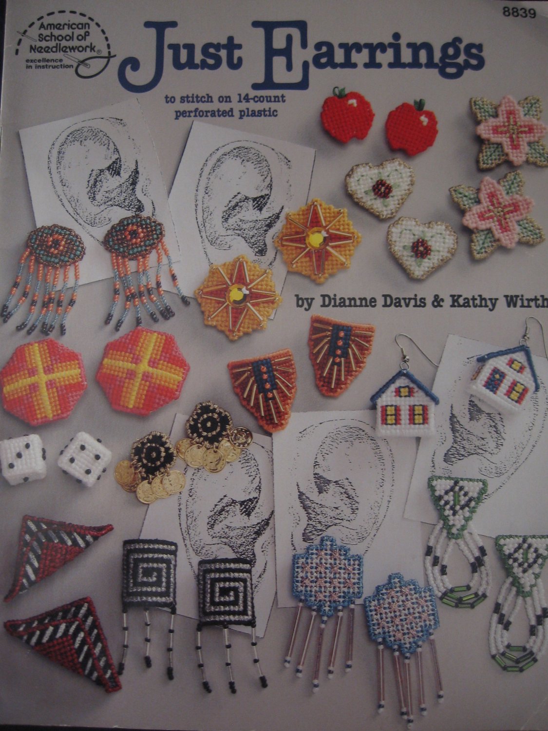 Plastic Canvas Just Earrings 32 Designs for 14 count Perforated Plastic