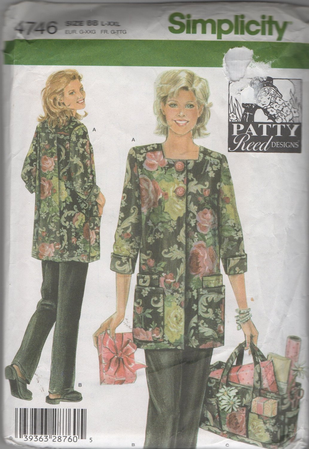 Patty Reed Hobby Coat, Pants and Tote Bag Sewing Pattern Simplicity 4746 Size 18 20 22 24 26 Uncut