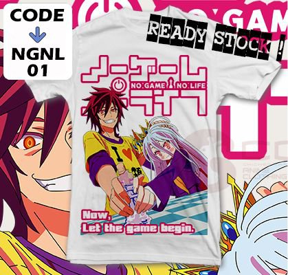 ANIME MANGA T-SHIRT TEES SORA SHIRO NO GAME NO LIFE S M L XL 2XL