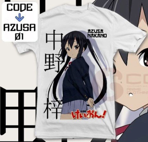 ANIME MANGA T-SHIRT TEES AZUSA NAKANO K-ON! S M L XL 2XL