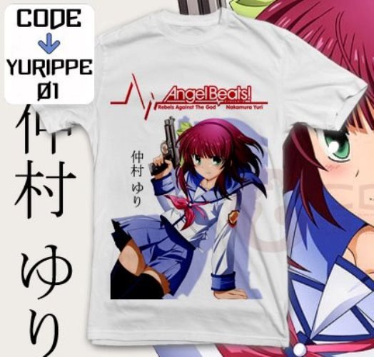 ANIME MANGA T-SHIRT TEES NAKAMURA YURI ANGEL BEATS S M L XL 2XL