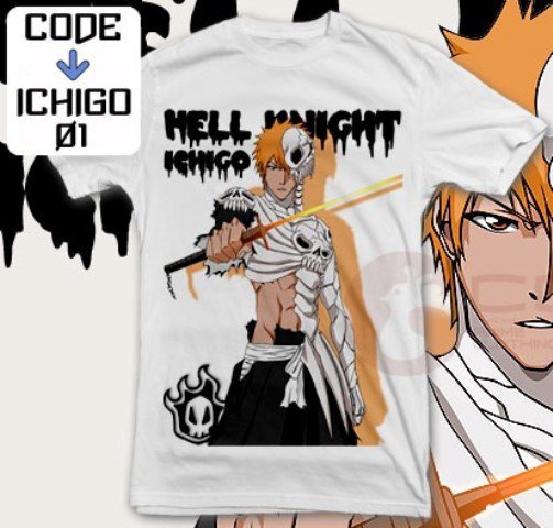 ANIME MANGA T-SHIRT TEES BLEACH KUROSAKI ICHIGO HELL KNIGHT S M L XL 2XL